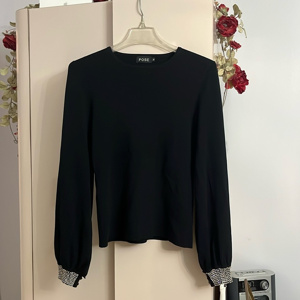 Black Fitted Long Sleeve Hoodie